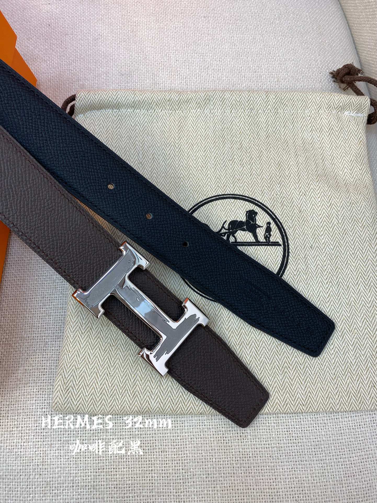Hermes-32MM爱马仕专柜同步进epsom双面小牛皮精钢精品五金双面可用