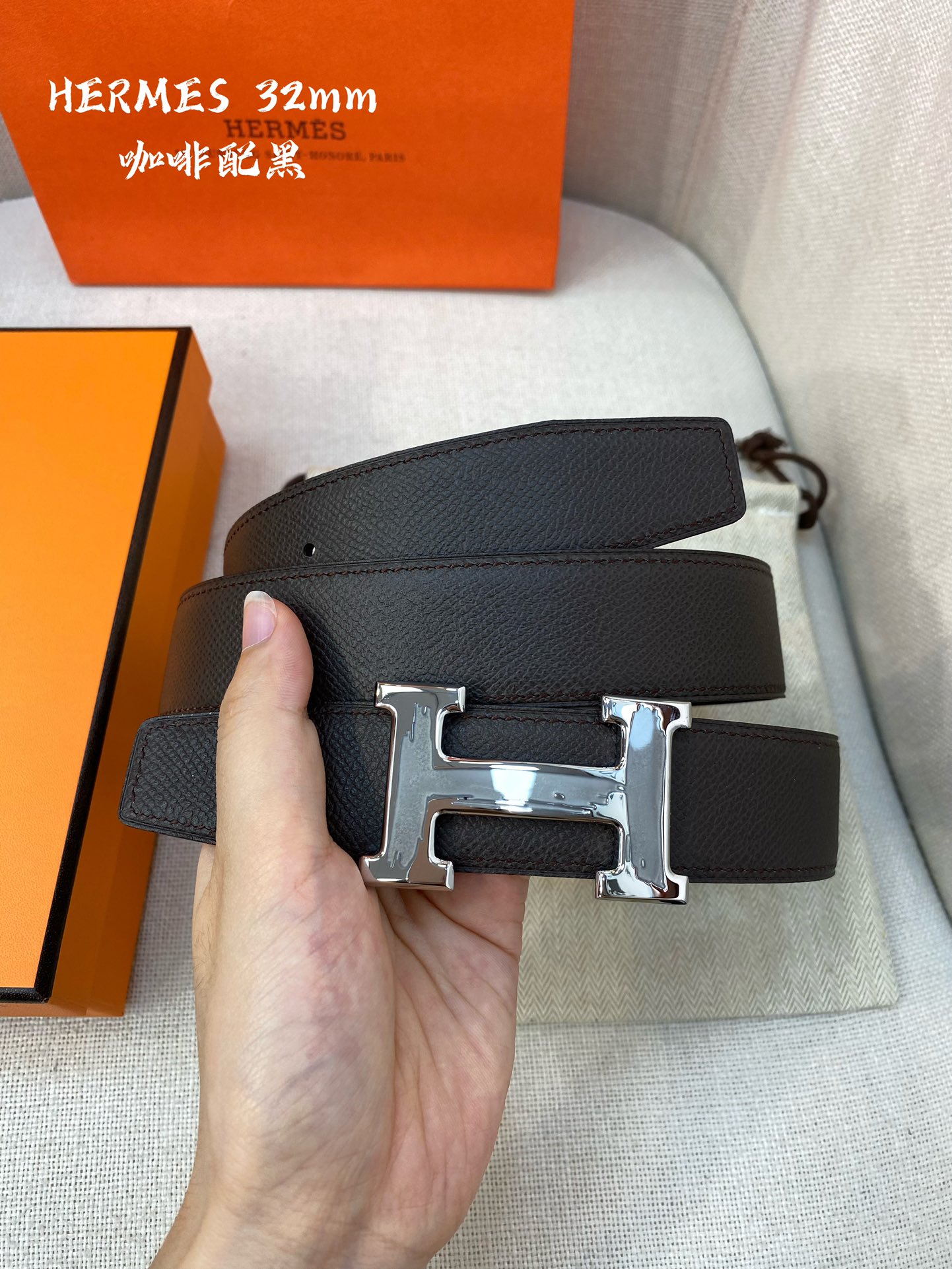Hermes-32MM爱马仕专柜同步进epsom双面小牛皮精钢精品五金双面可用