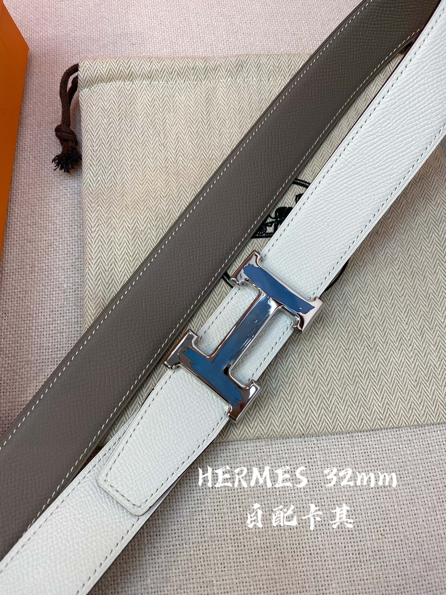 Hermes-32MM爱马仕专柜同步进epsom双面小牛皮精钢精品五金双面可用