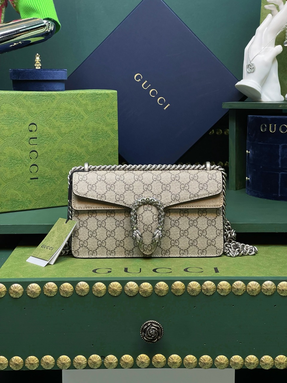 In vendita a buon mercato ora
 Gucci Dionysus Khaki Lucidatura Catene