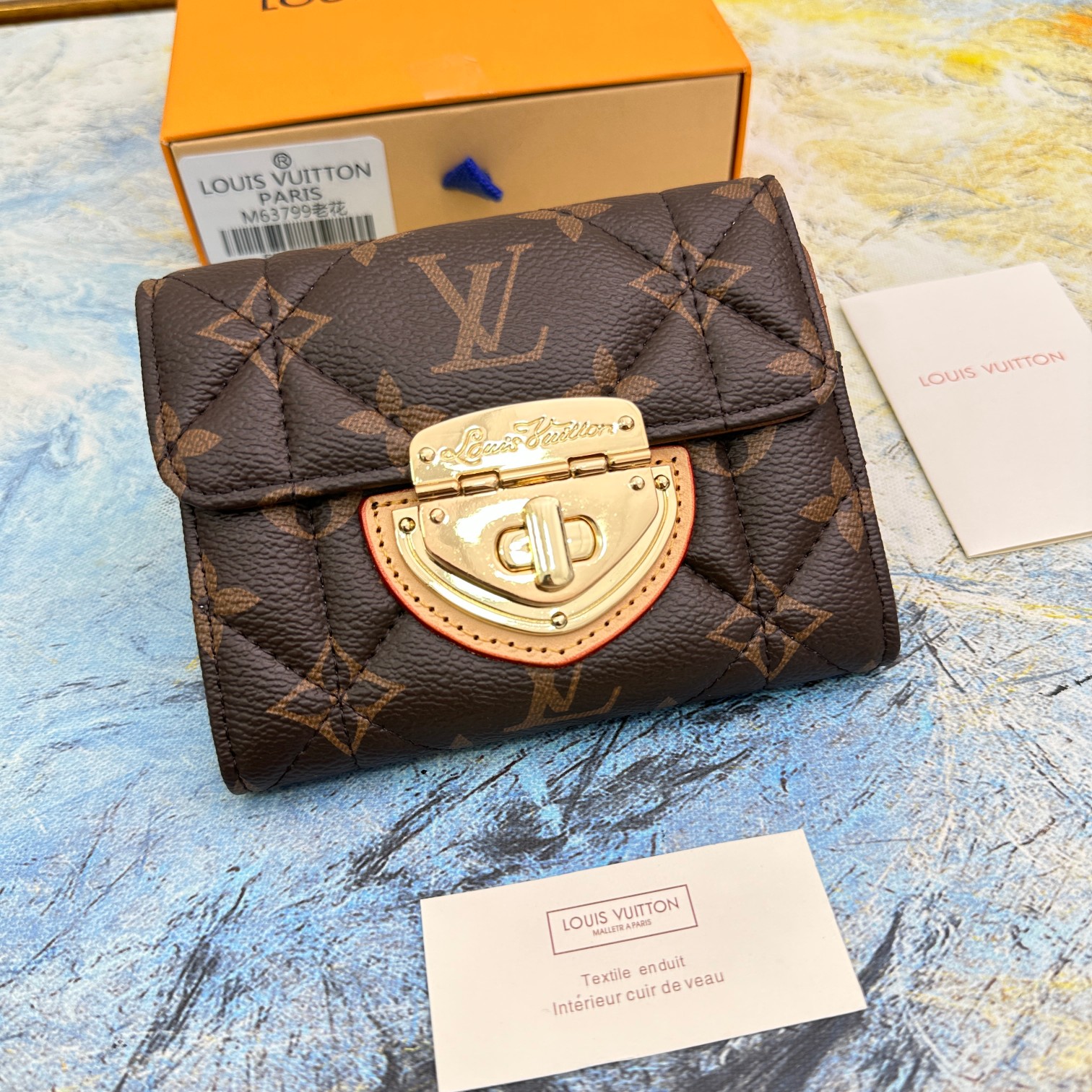 Quilted Leather Card Holder Front