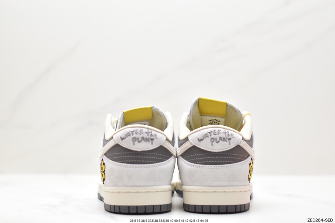 WTP/Water The Plant 1.0 Dunk Low”Shroom”Sunflower Smiley Series Low-top Casual Sports Skateboard Shoes ”Mocha Brown Black Sunflower” WTP028