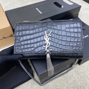 Yves Saint Laurent YSL Kate Crossbody & Shoulder Bags Black Silver Hardware Cowhide Chains