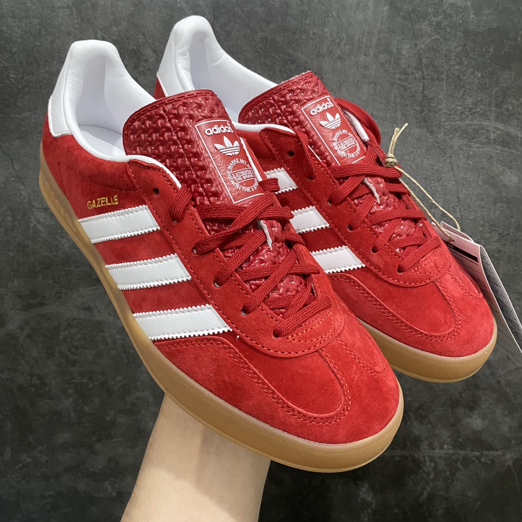 【纯原版】Adidas Originals Gazelle Indoor白红色 H06261  三叶草复古休闲防滑耐磨低帮板鞋nn市场最高版 区别市场通货 正确粗反绒皮 正确鞋舌正确侧面烫金GAZELLE字母 海玻璃鞋垫背部刷胶n纸板中底也都是同步原鞋 高价零售主推版本 尺码：35 36 36.5 37 38 38.5 39 40 40.5 41 42 42.5 43 44 44.5 45-莆田鞋批发中心