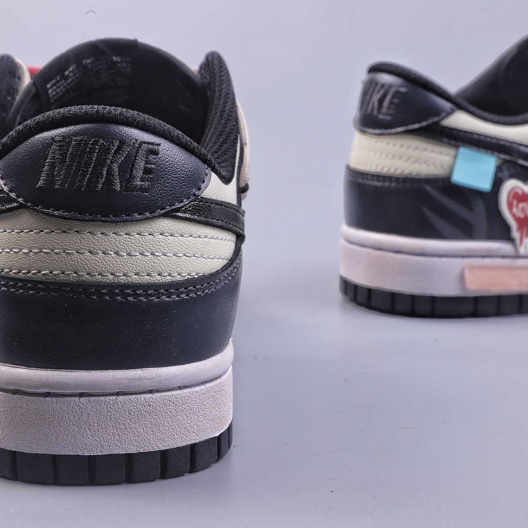 OW定制大盒 Nk Dunk Low 熊猫恶作剧-迷幻爱 SB绑带低帮休闲板鞋 CW1590-100