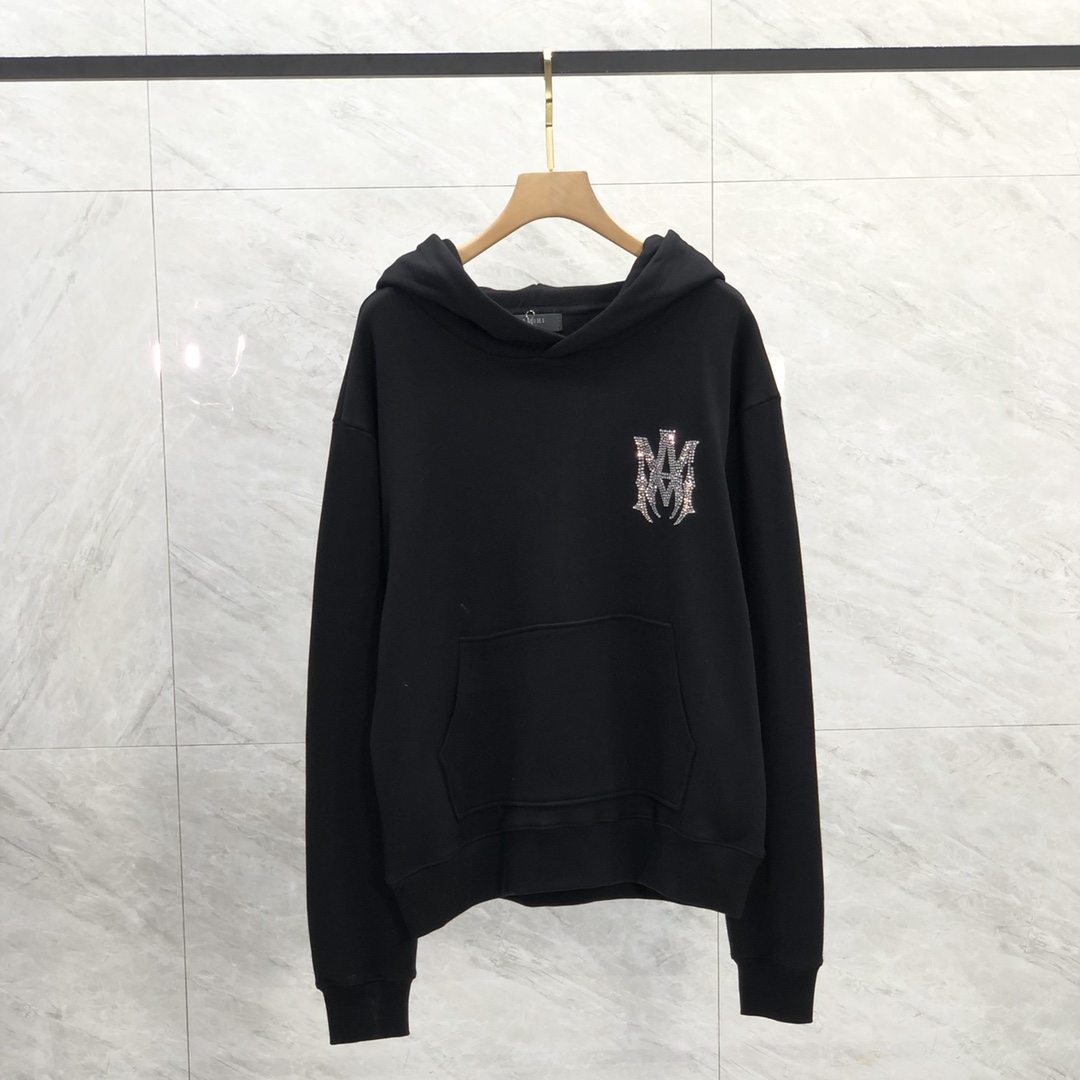 Amiri Clothing Hoodies Black Cotton Hooded Top