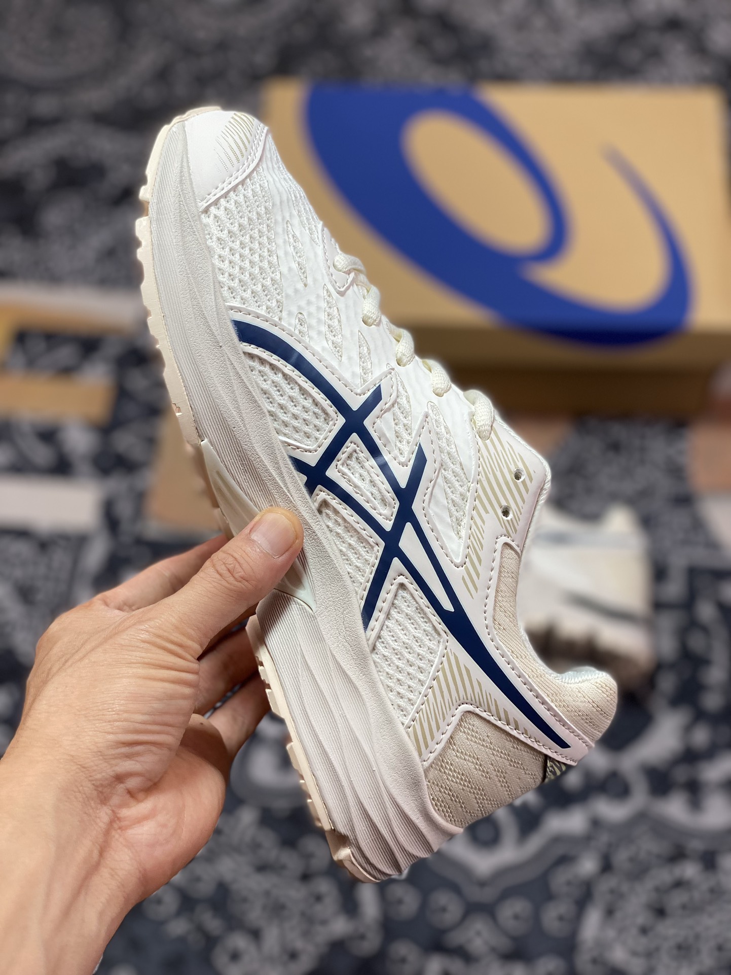 Asics Gel-Flux 4 Beige White Blue Sports Retro Casual Breathable Professional Running Shoes