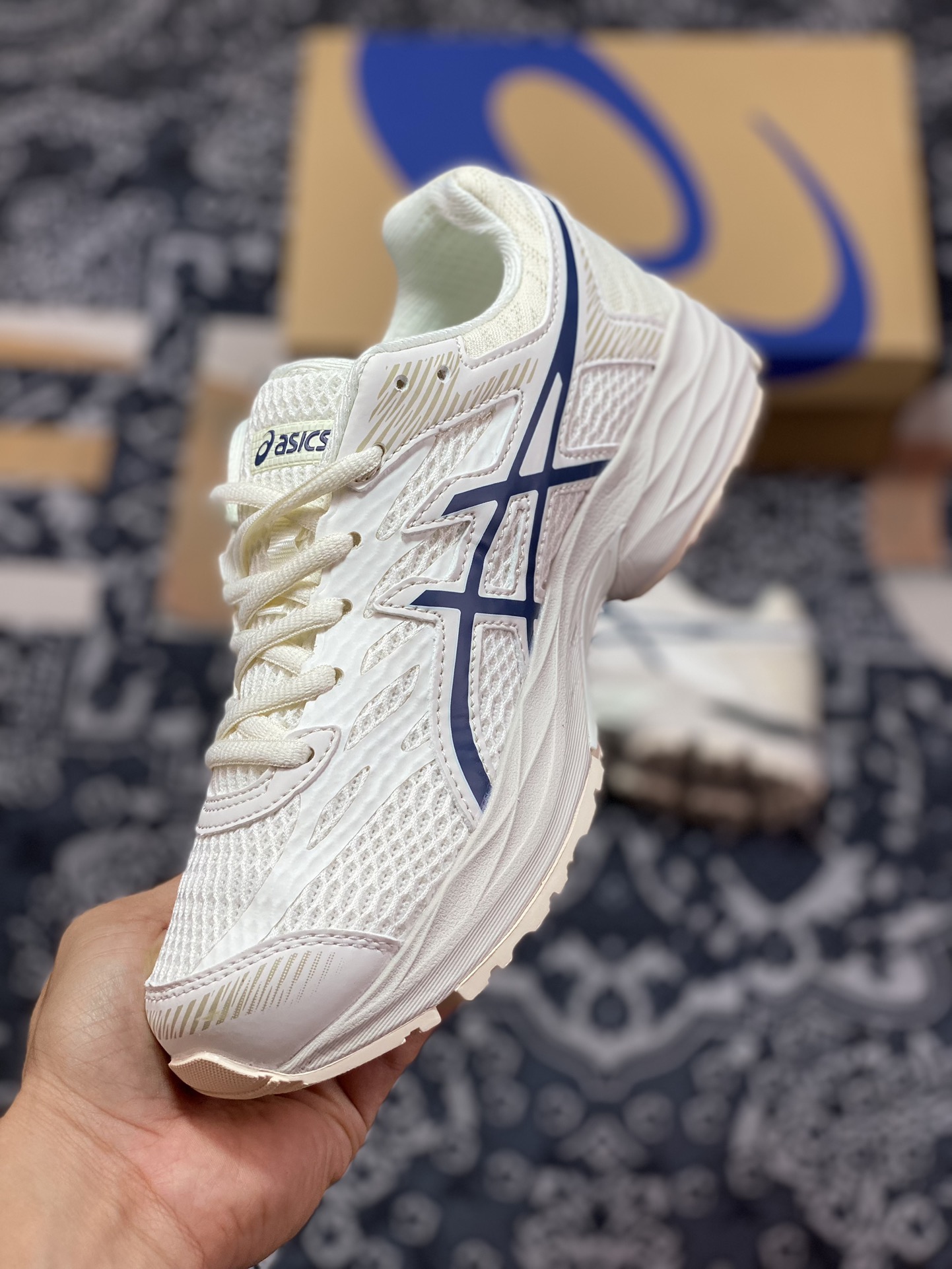 Asics Gel-Flux 4 Beige White Blue Sports Retro Casual Breathable Professional Running Shoes