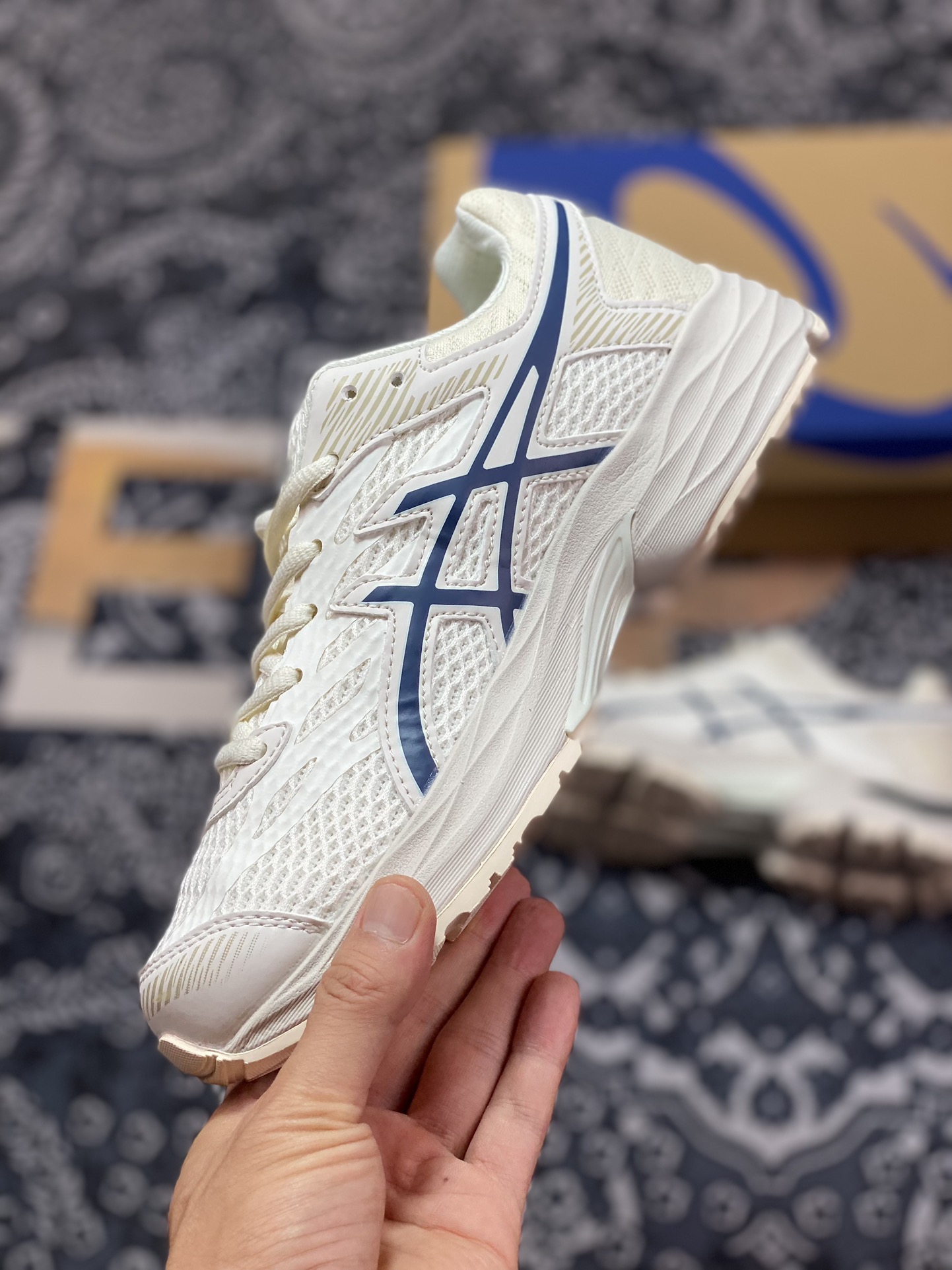 Asics Gel-Flux 4 Beige White Blue Sports Retro Casual Breathable Professional Running Shoes