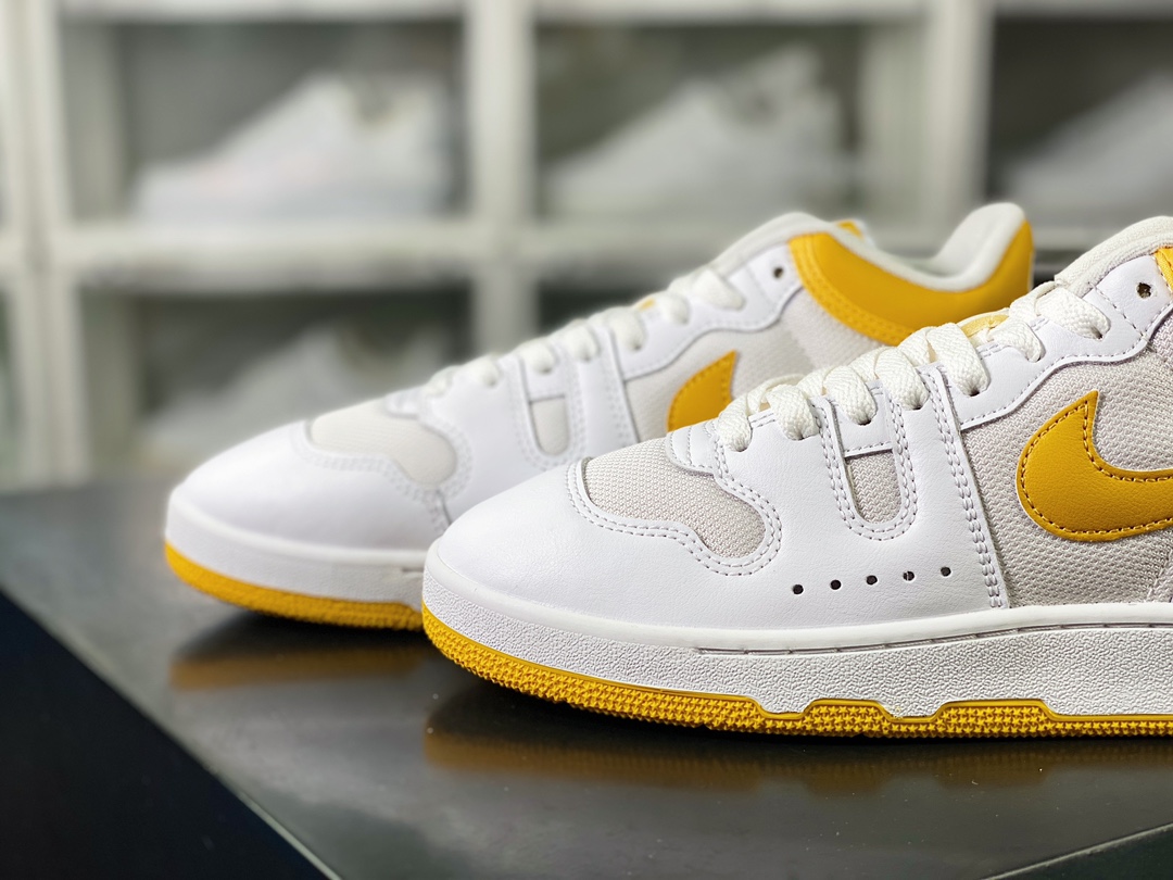 Mac Attack QS ”White/Yellow” attack series mid-top retro sneakers ”leather white old yellow” FB8938-100