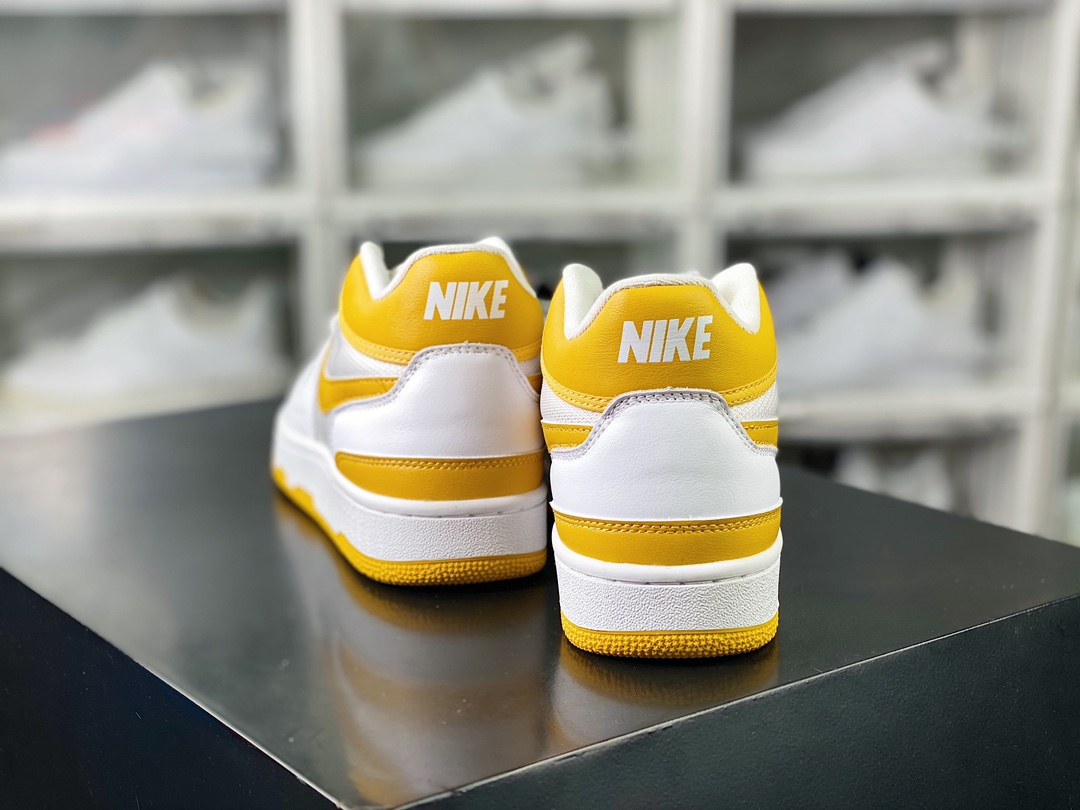 Mac Attack QS ”White/Yellow” attack series mid-top retro sneakers ”leather white old yellow” FB8938-100