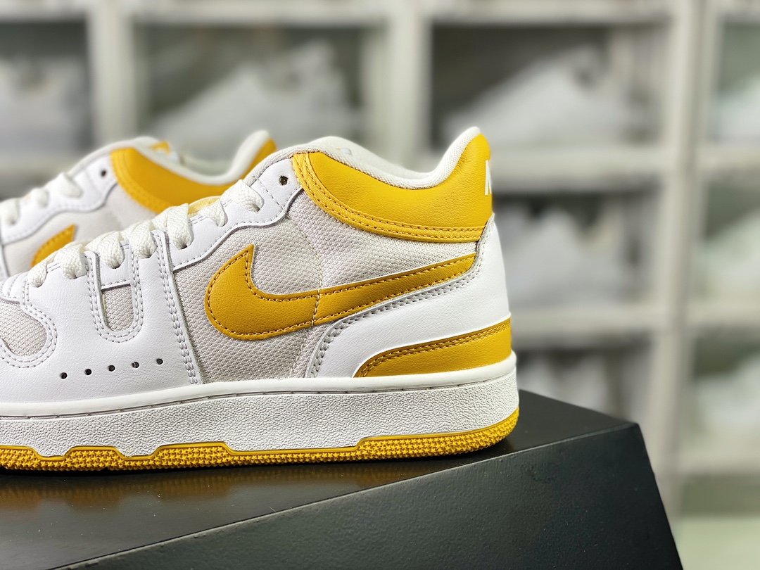 Mac Attack QS ”White/Yellow” attack series mid-top retro sneakers ”leather white old yellow” FB8938-100