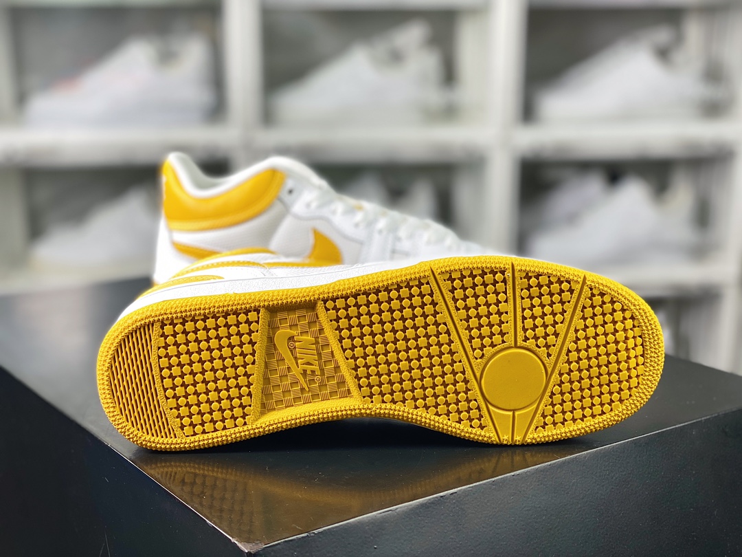 Mac Attack QS ”White/Yellow” attack series mid-top retro sneakers ”leather white old yellow” FB8938-100