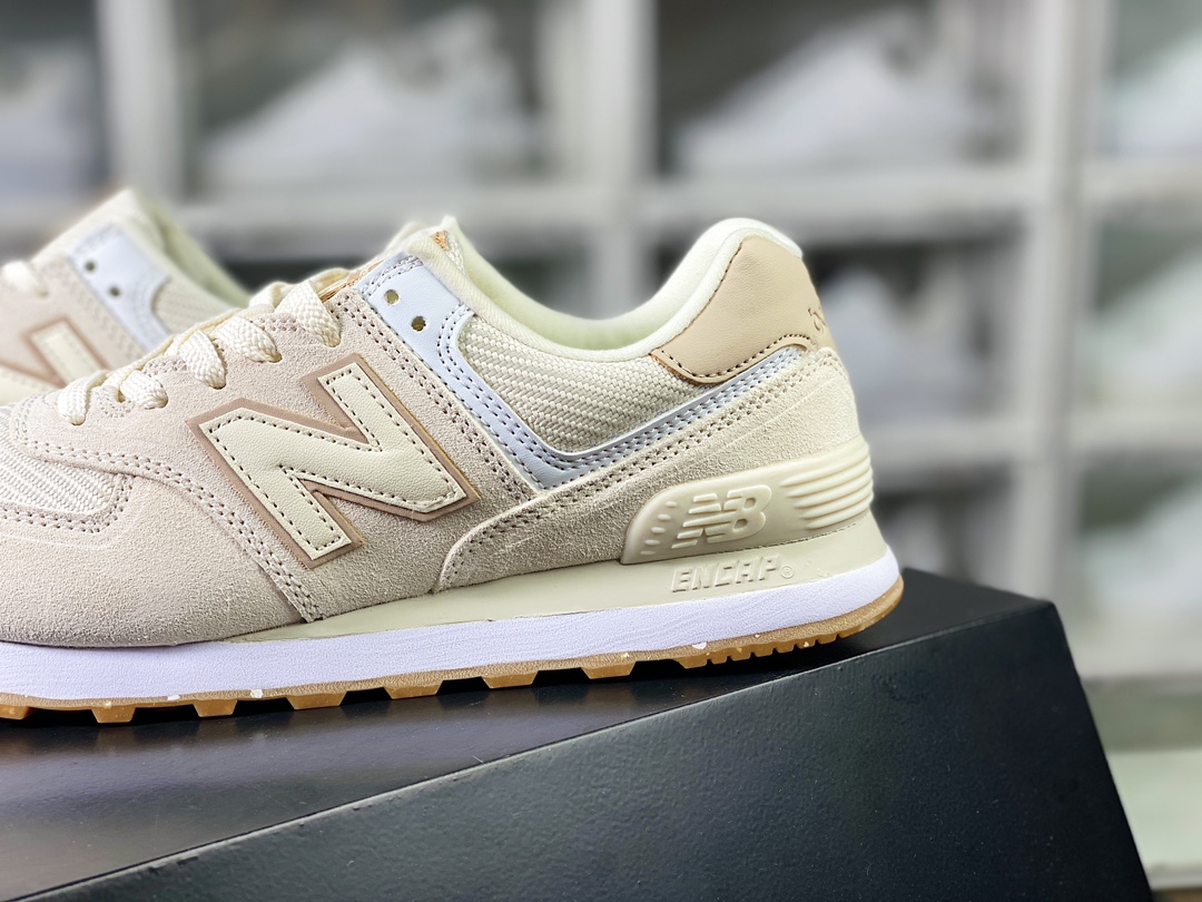 New Balance ML574 series low-top classic retro casual sports jogging shoes ”gray white apricot brown” WL574SL2