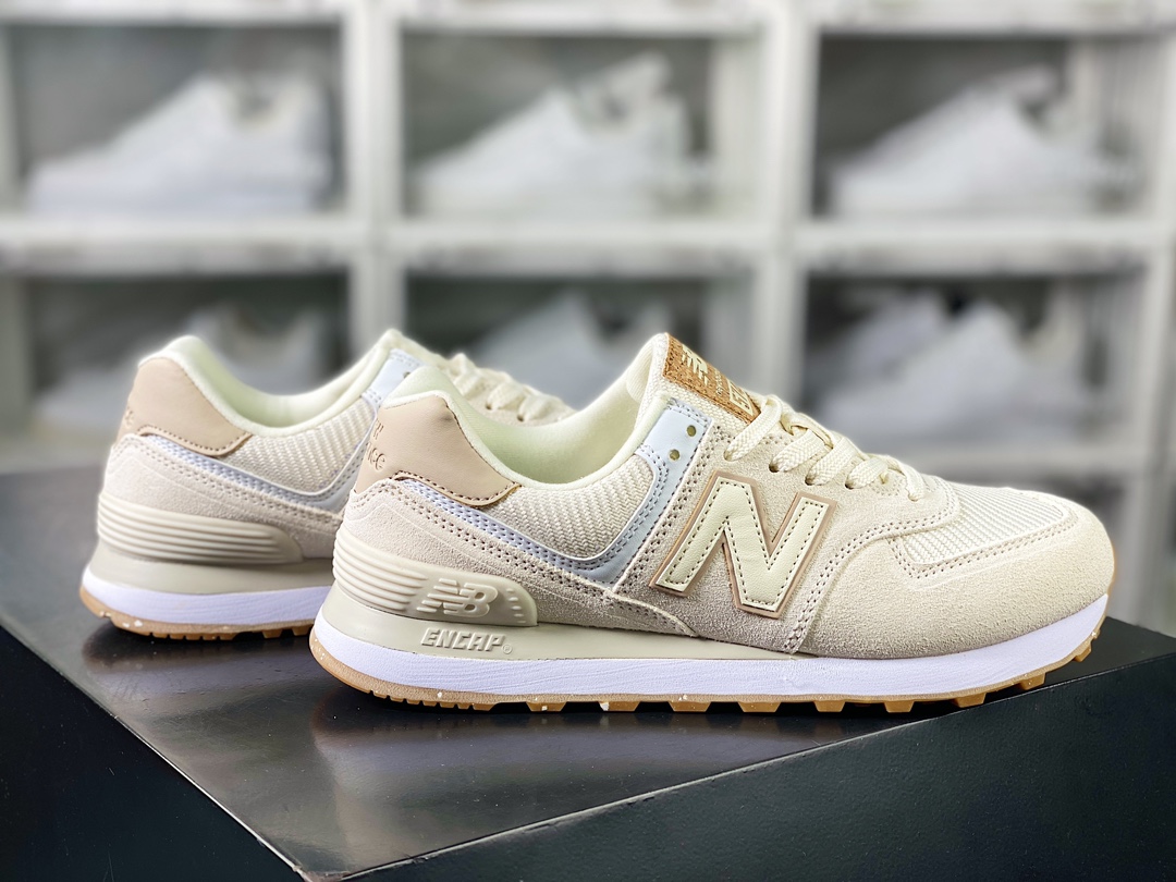 New Balance ML574 series low-top classic retro casual sports jogging shoes ”gray white apricot brown” WL574SL2