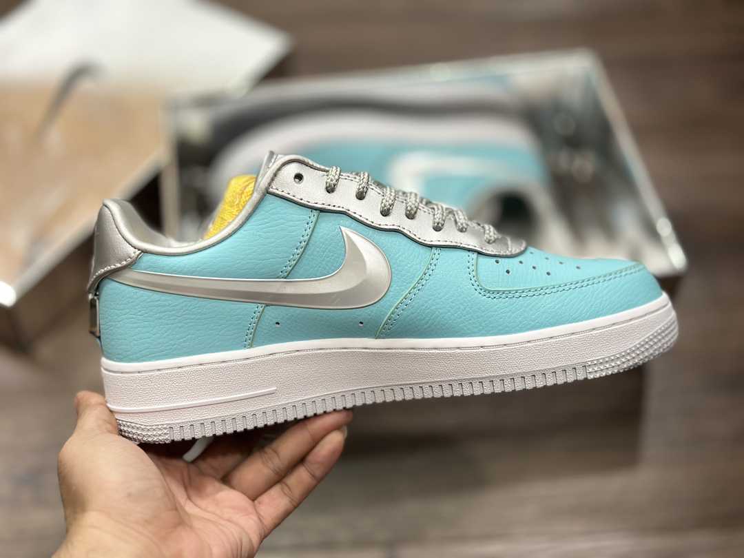 Pure original Nike x TIFFANY & CO.AIR Force 1 Air Force Tiffany Silver Green DZ1382-003