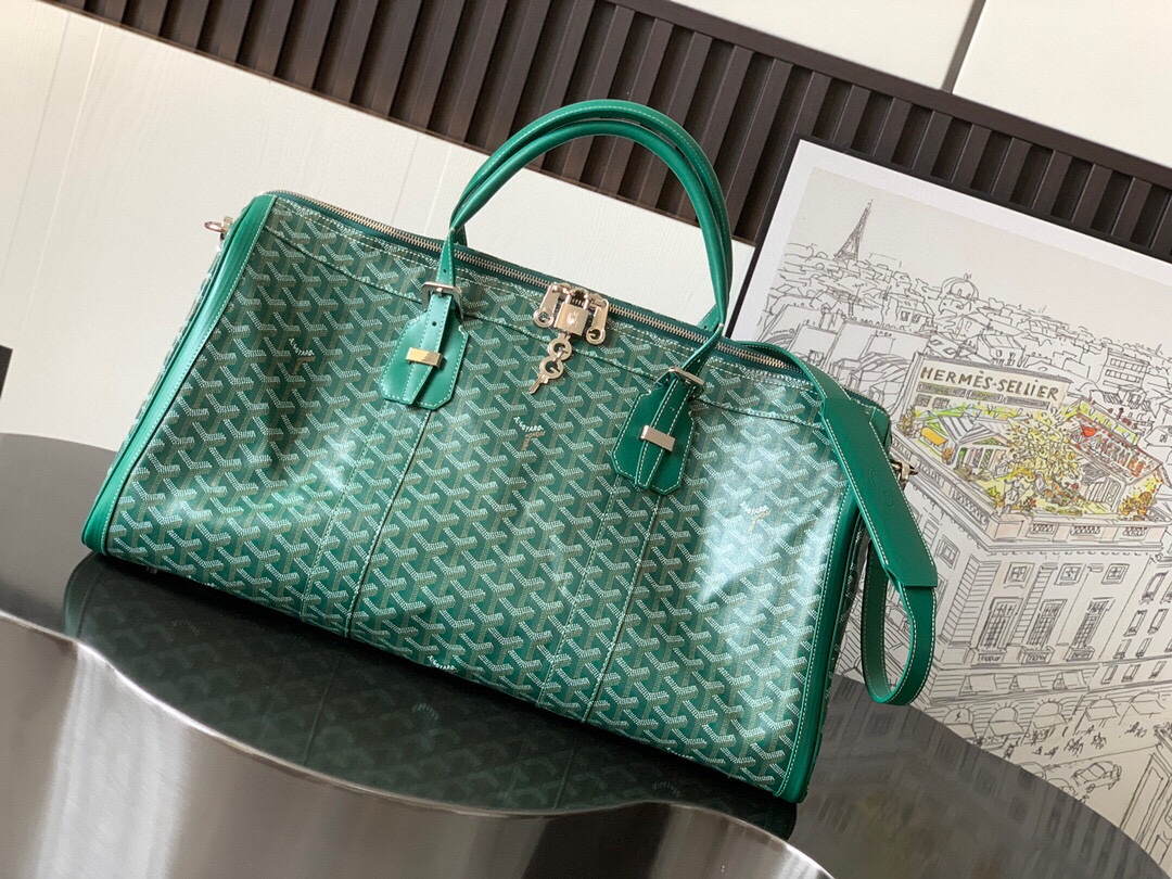 Goyard Limited Edition Canvas 50 Travel Bag Ideal Companion Detachable Shoulder Strap Wearable Crossbody