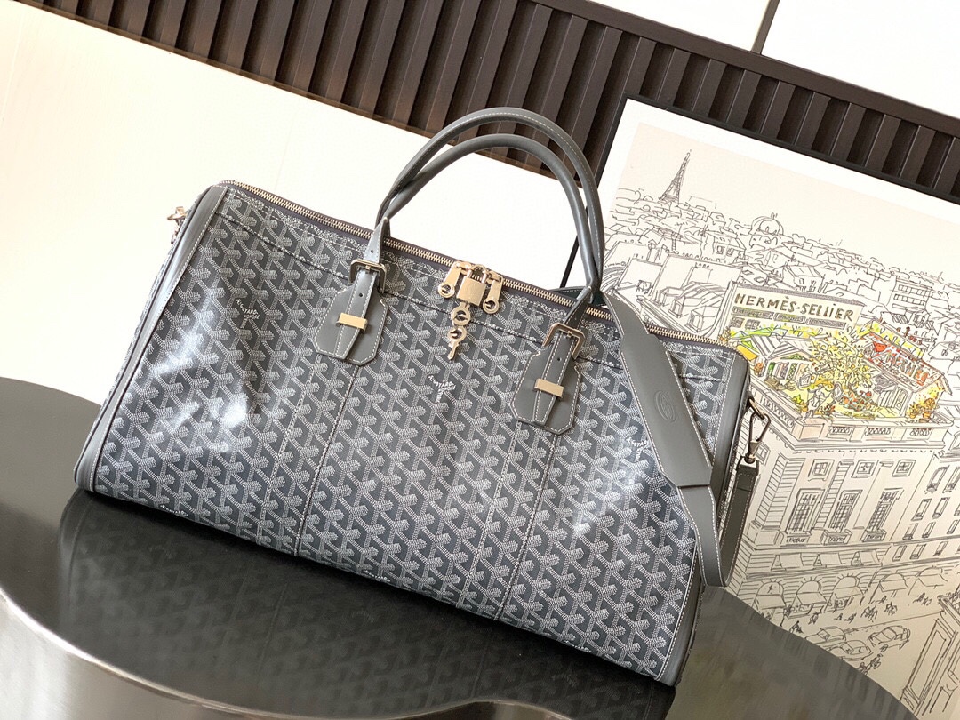 Goyard Limited Edition Canvas 50 Travel Bag Ideal Companion Detachable Shoulder Strap Wearable Crossbody