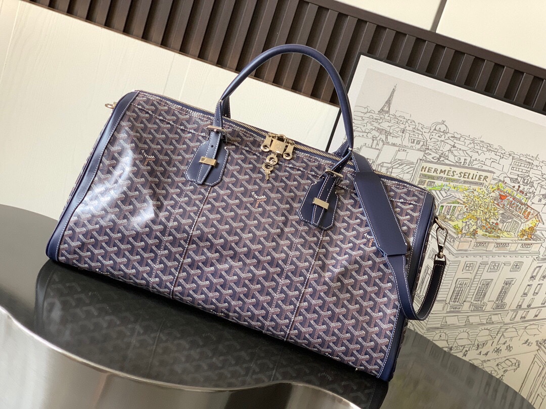 Goyard Limited Edition Canvas 50 Travel Bag Ideal Companion Detachable Shoulder Strap Wearable Crossbody