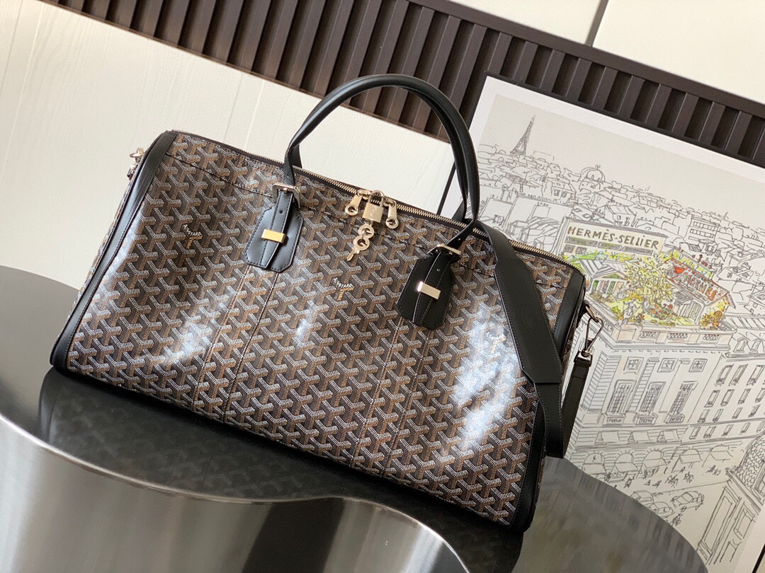Goyard Limited Edition Canvas 50 Travel Bag Ideal Companion Detachable Shoulder Strap Wearable Crossbody