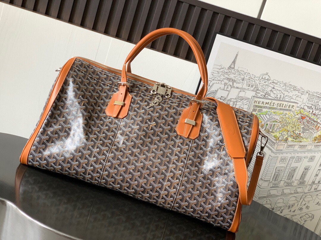 Goyard Limited Edition Canvas 50 Travel Bag Ideal Companion Detachable Shoulder Strap Wearable Crossbody