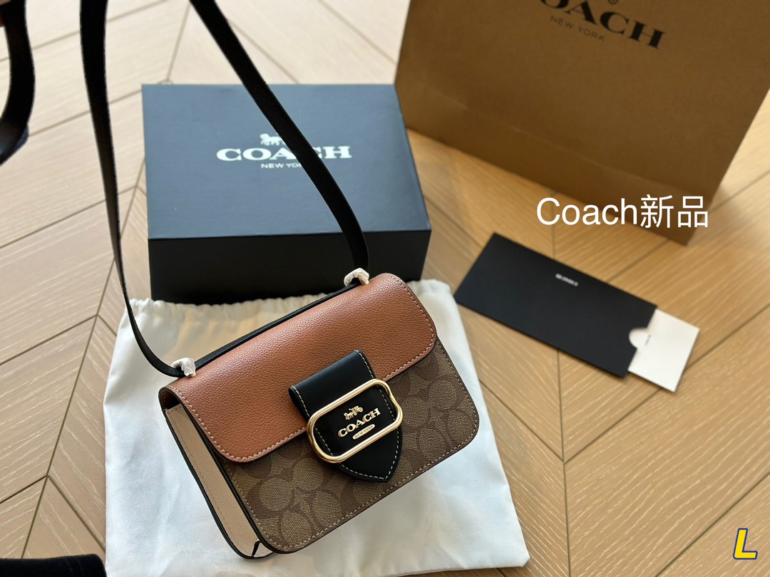 Folding box size 13 COACH Morgan tofu bag, the smallest square bag this year, compact square body, c