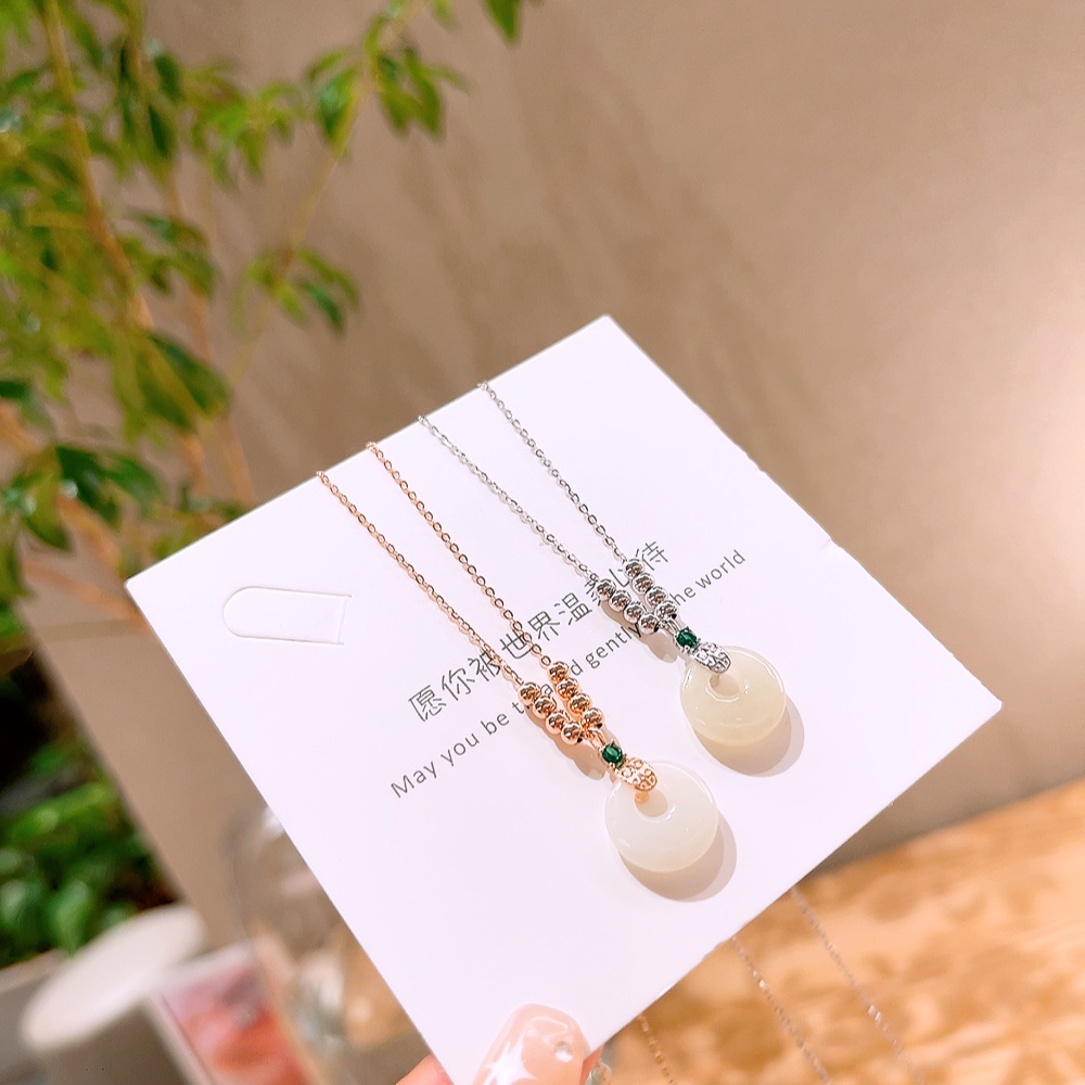 Low Allergy Silver Hetian Jade Necklace Light Luxury Housewarming