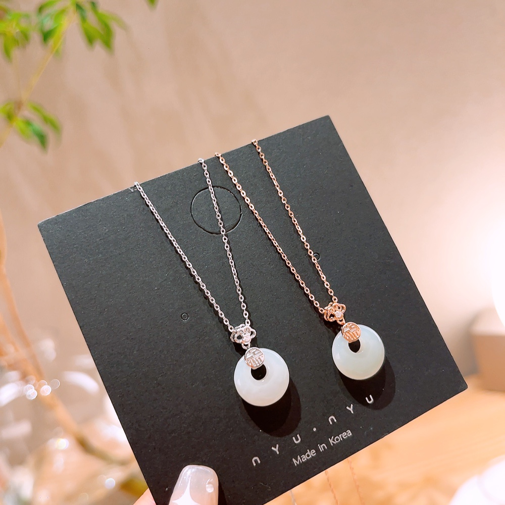 Fine Silver Hetian Jade Necklace Minimalist Workplace Silver