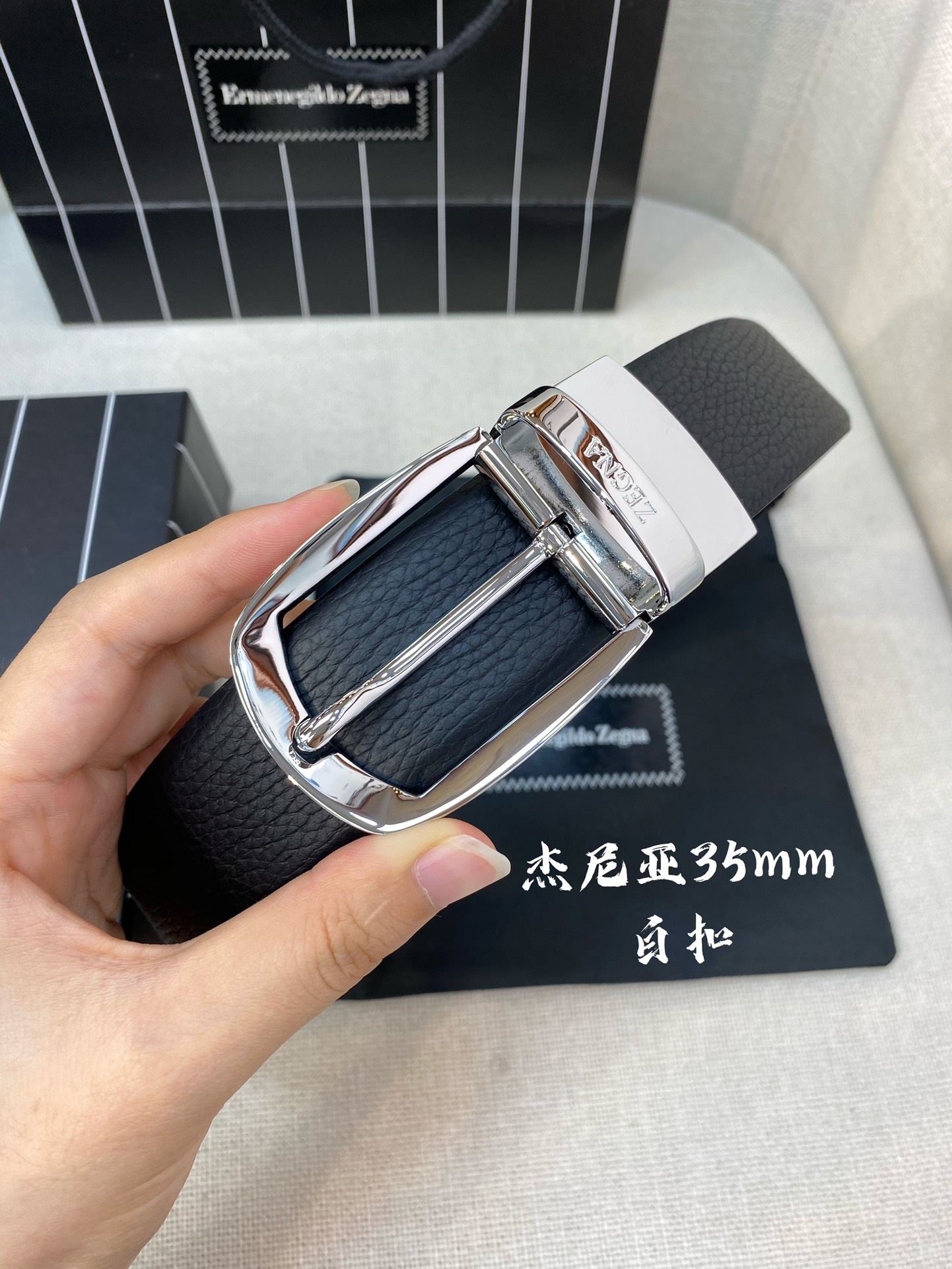 杰尼亚男士腰带-宽度35MM316精品扣精工打造进口小牛皮独特设计工艺手感柔软可以裁剪