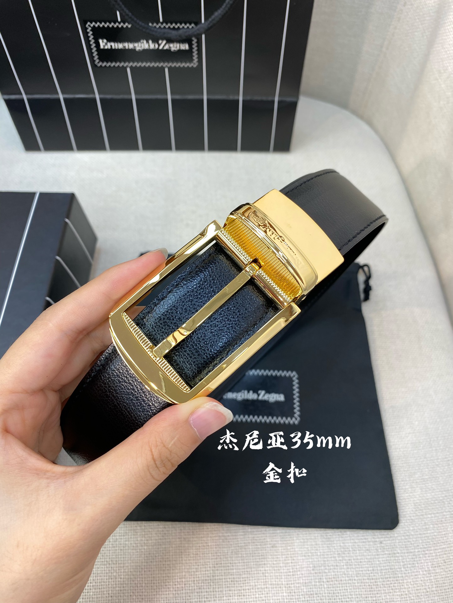 杰尼亚男士腰带-宽度35MM316精品扣精工打造进口小牛皮独特设计工艺手感柔软可以裁剪