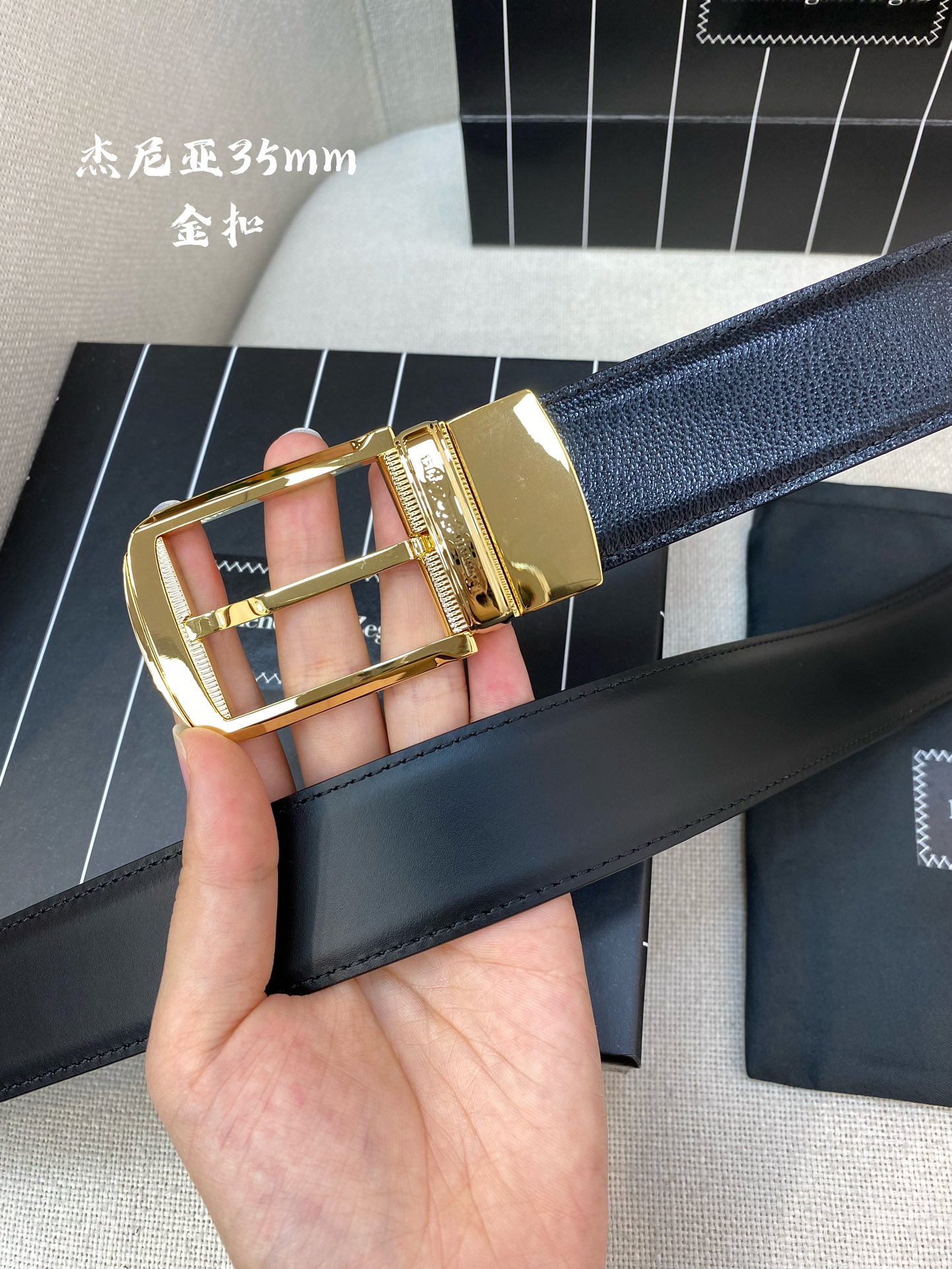 杰尼亚男士腰带-宽度35MM316精品扣精工打造进口小牛皮独特设计工艺手感柔软可以裁剪