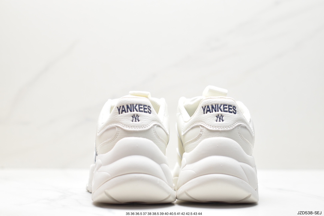 MLB Chunky Liner New York Yankees Senior Shoes Series Low-top Jogging Shoes ”Leather White Black NY Print”