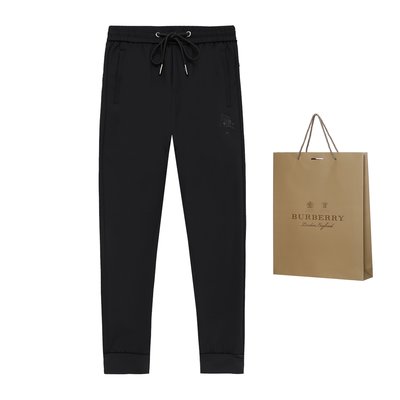 Burberry Clothing Pants & Trousers Black Embroidery Cotton Casual