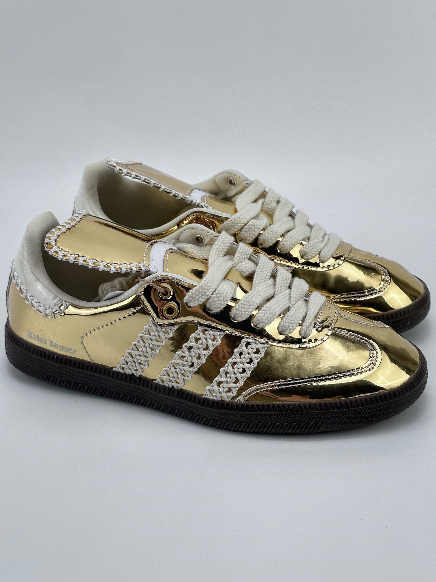 AD Originals Samba x Wales Bonner platinum sequined retro low-top casual sports jogging shoes IG8282