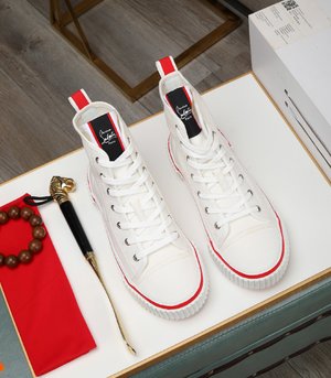 Sale Outlet Online Christian Louboutin Canvas Shoes Red Canvas PU Rubber TPU Fashion Casual