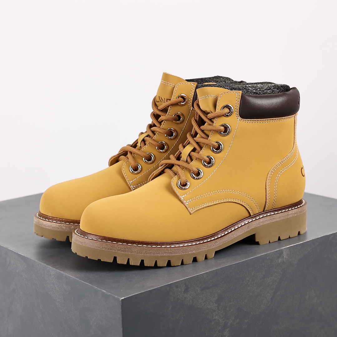 Celine Lace Up Boots ”Wheat” Celine versatile British style mid-tube motorcycle goddess military uniform Martin boots 2022 autumn and winter new products