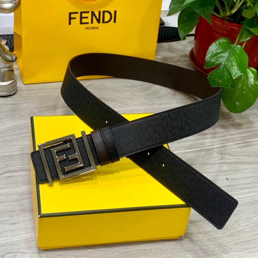 FENDI (Fendi) width 40MM double-sided original calfskin with single ruthenium palladium plated buckle. Perfect feel. Ed…