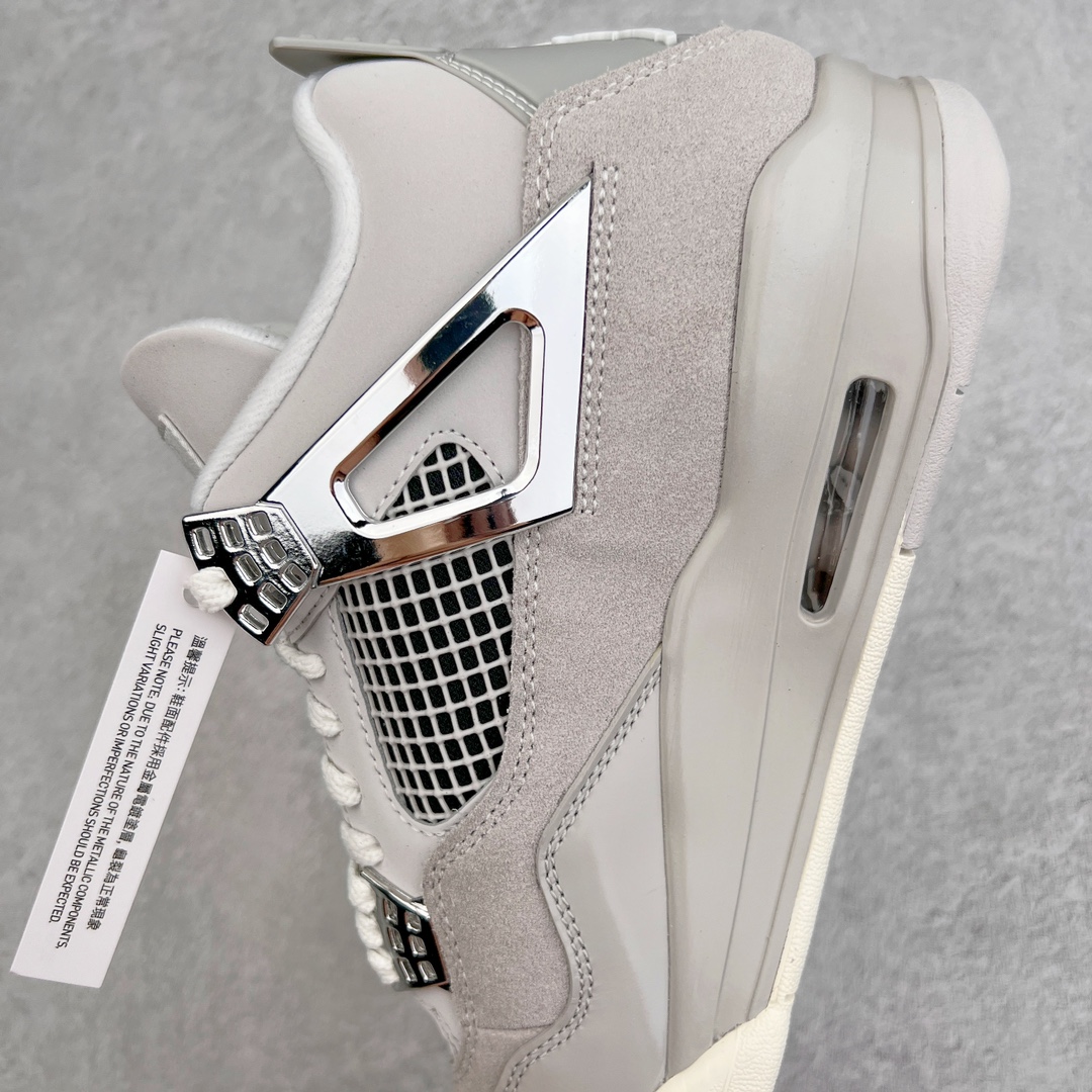 图片[7]-零售💰390 ＃PK纯原 Air Jordan AJ4 Retro 电镀银 AQ9129-001 耗时半年巨作 全套原纸板楦头开发 原厂特供皮料加持 确保原汁原味 完美呈现四代版型 一比一鞋头弧度高度鞋身弧度 数据细节工艺流程均保持原鞋一致 原厂TPU网格鞋带扣 正确内里网布 菱角分明不变形无多余毛边 柔软性质感一致于原鞋 原厂织唛标 原厂飞人电绣工艺 尾指中部跳三针 独家绑鞋带手法 印刷中底布 四线拉帮 米色美纹纸贴合固定 进口港宝加持 后跟自然饱满 全鞋荧光划线卡点 追求极致完美 每一双都是工艺品 多重QC质检 超越公司货的品控标准 实实在在的免检产品 尺码：40 40.5 41 42 42.5 43 44 44.5 45 46 47.5 编码：by3936090-运动鞋