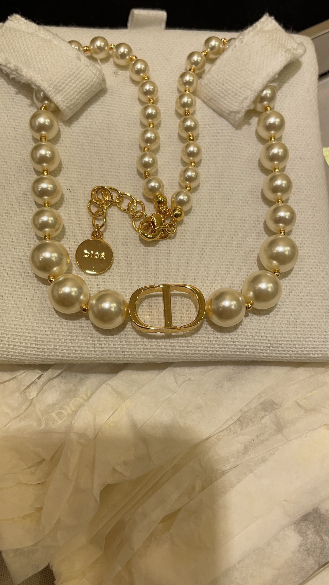Dior Classic Gold-Tone CD Pearl Necklace & Bracelet Set - Comprehensive 5