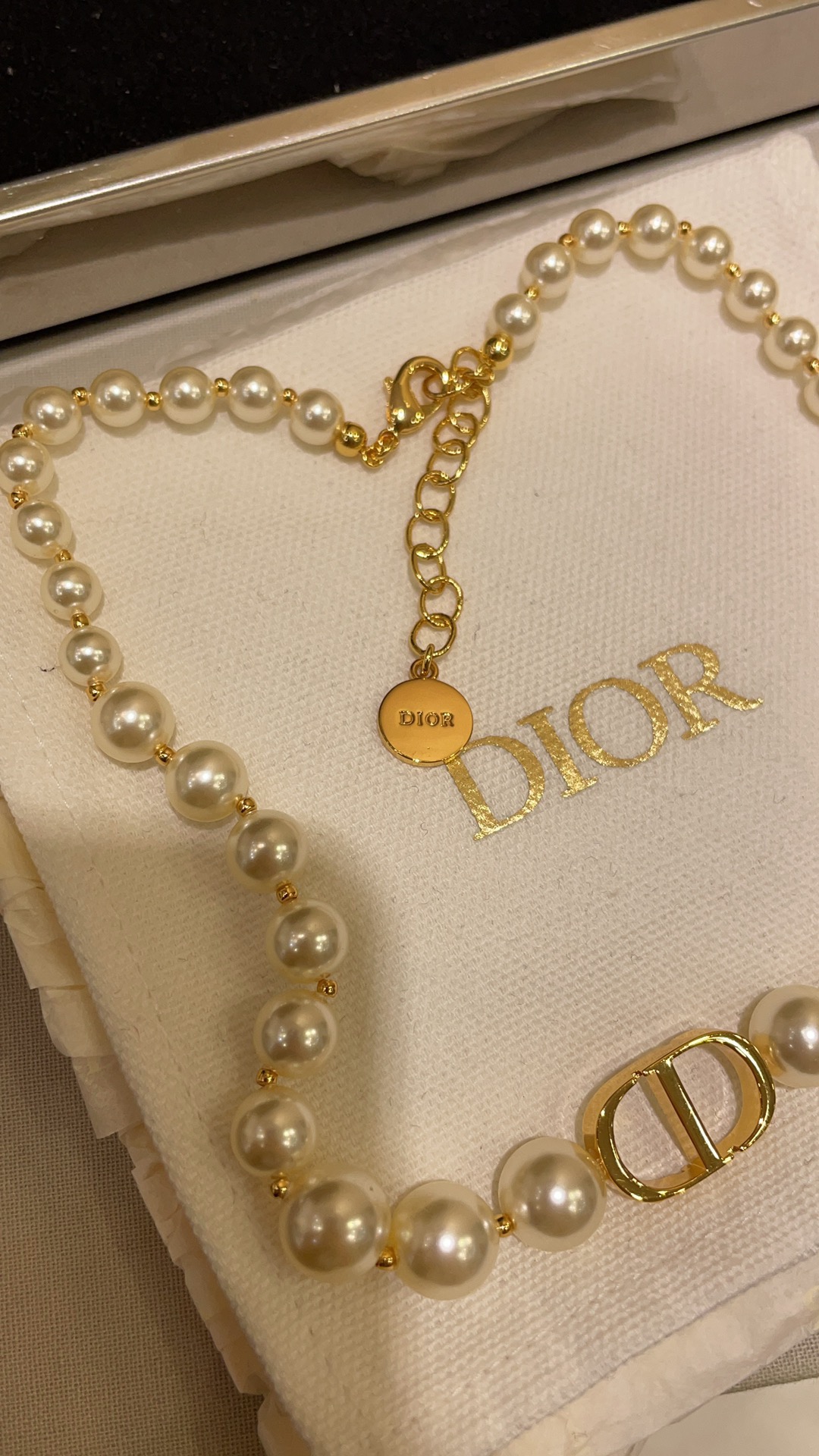 Dior Classic Gold-Tone CD Pearl Necklace & Bracelet Set - Comprehensive 2