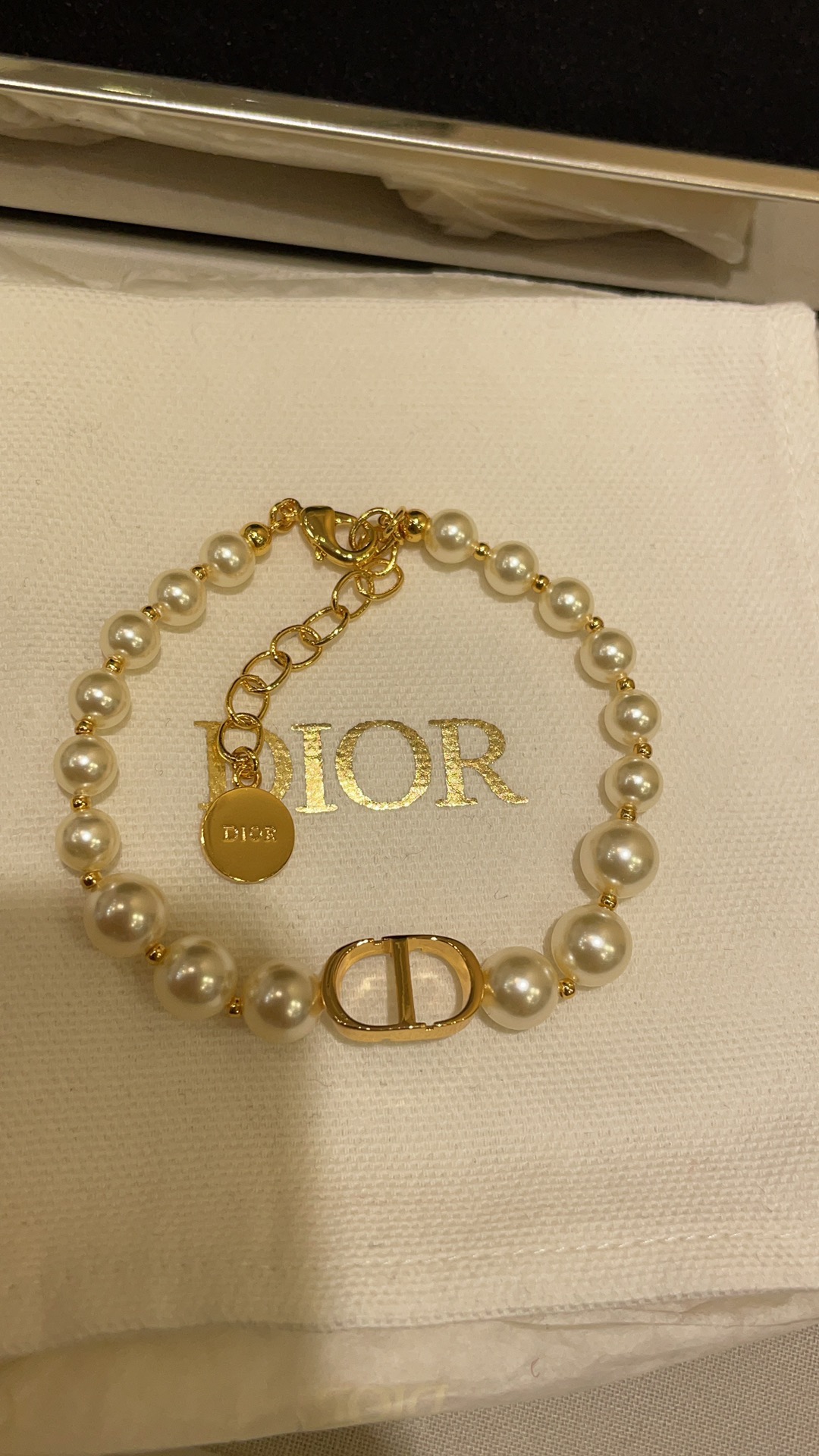 Dior Classic Gold-Tone CD Pearl Necklace & Bracelet Set - Comprehensive 3