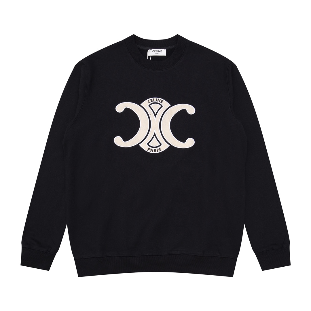 Celine Clothing Sweatshirts Black White Cotton