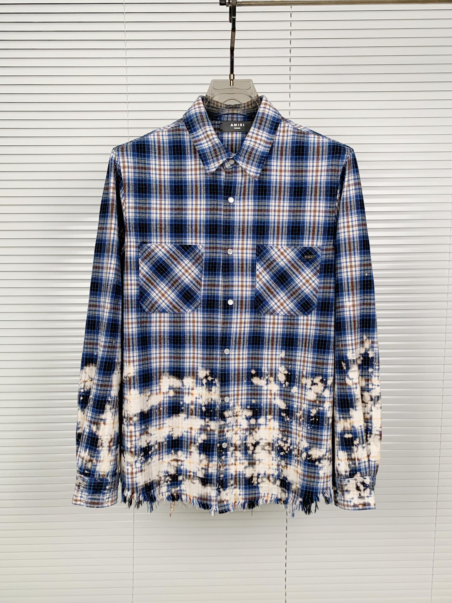 Amiri Clothing Shirts & Blouses Blue Lattice