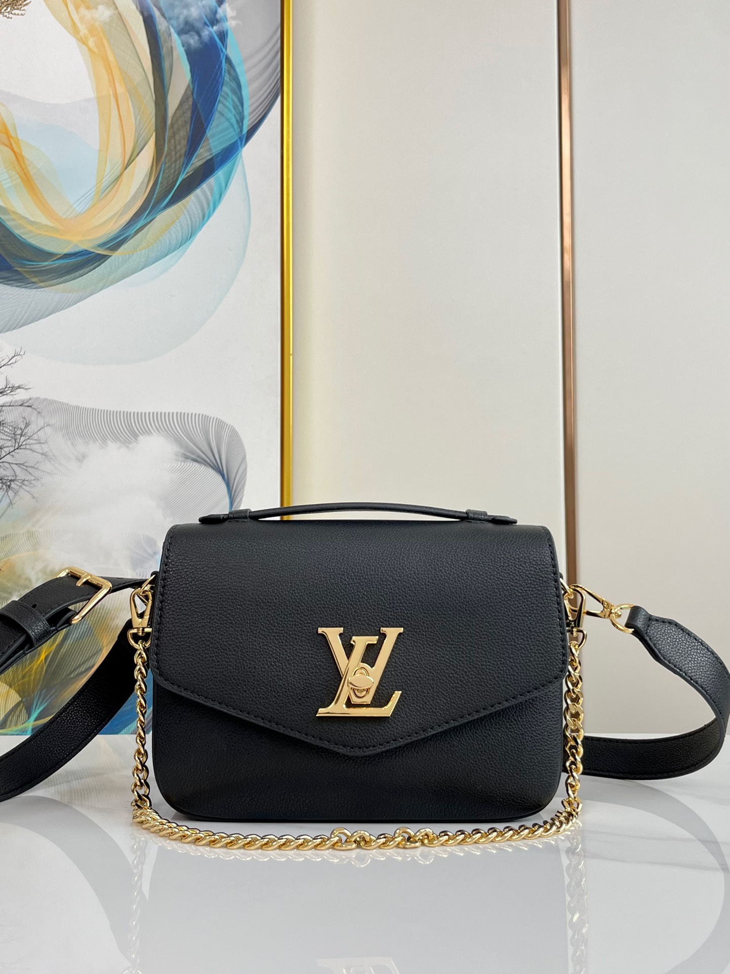 NO:175433,Genuine grade original leather M22735 black 22×16×9.5 OXFORD full leather chain crossbody bag, authentic LV, louis vuitton, satchels, crossbody bags19860909正品级 原厂皮 M22735黑 22×16×9.5 OXFORD 全皮链条斜挎包,正品级LV,louis vuitton,satchels,crossbody bags,Bag