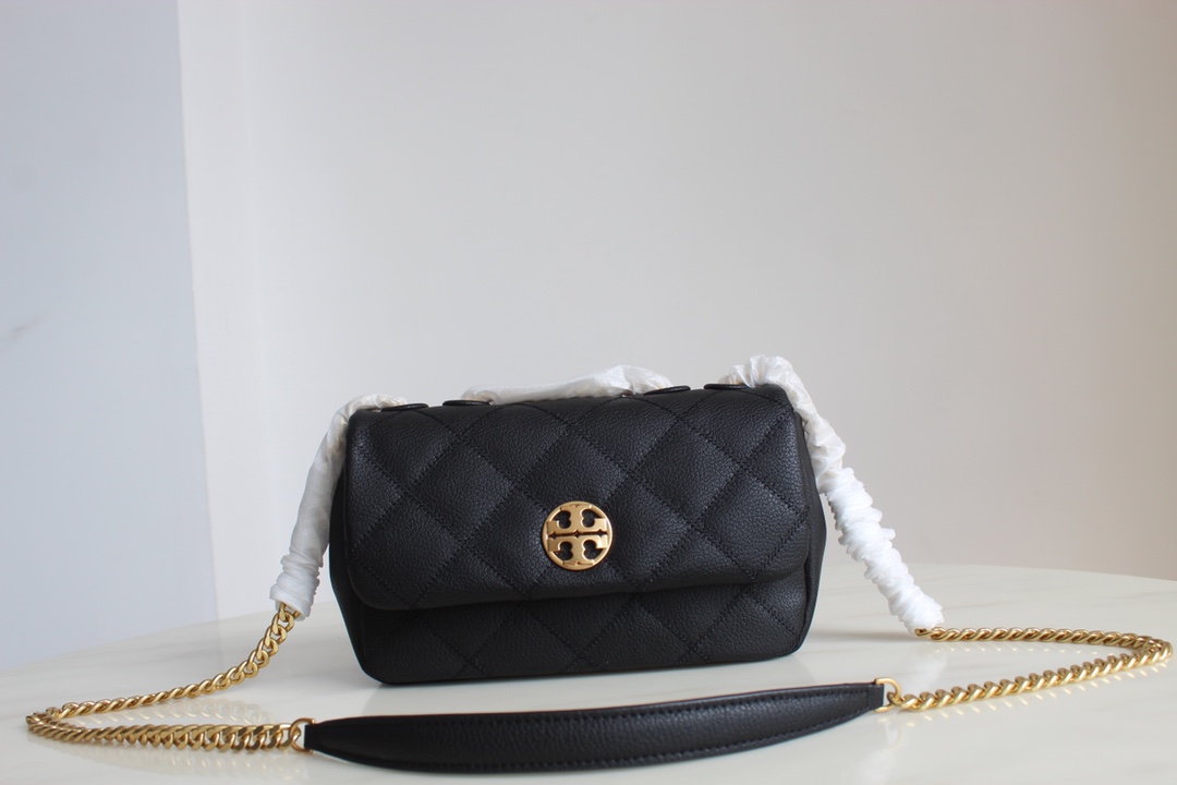 Tory Burch Tory Burch23年新款willa系列盖头包 山羊皮翻盖单肩斜挎包 肩带自由调节