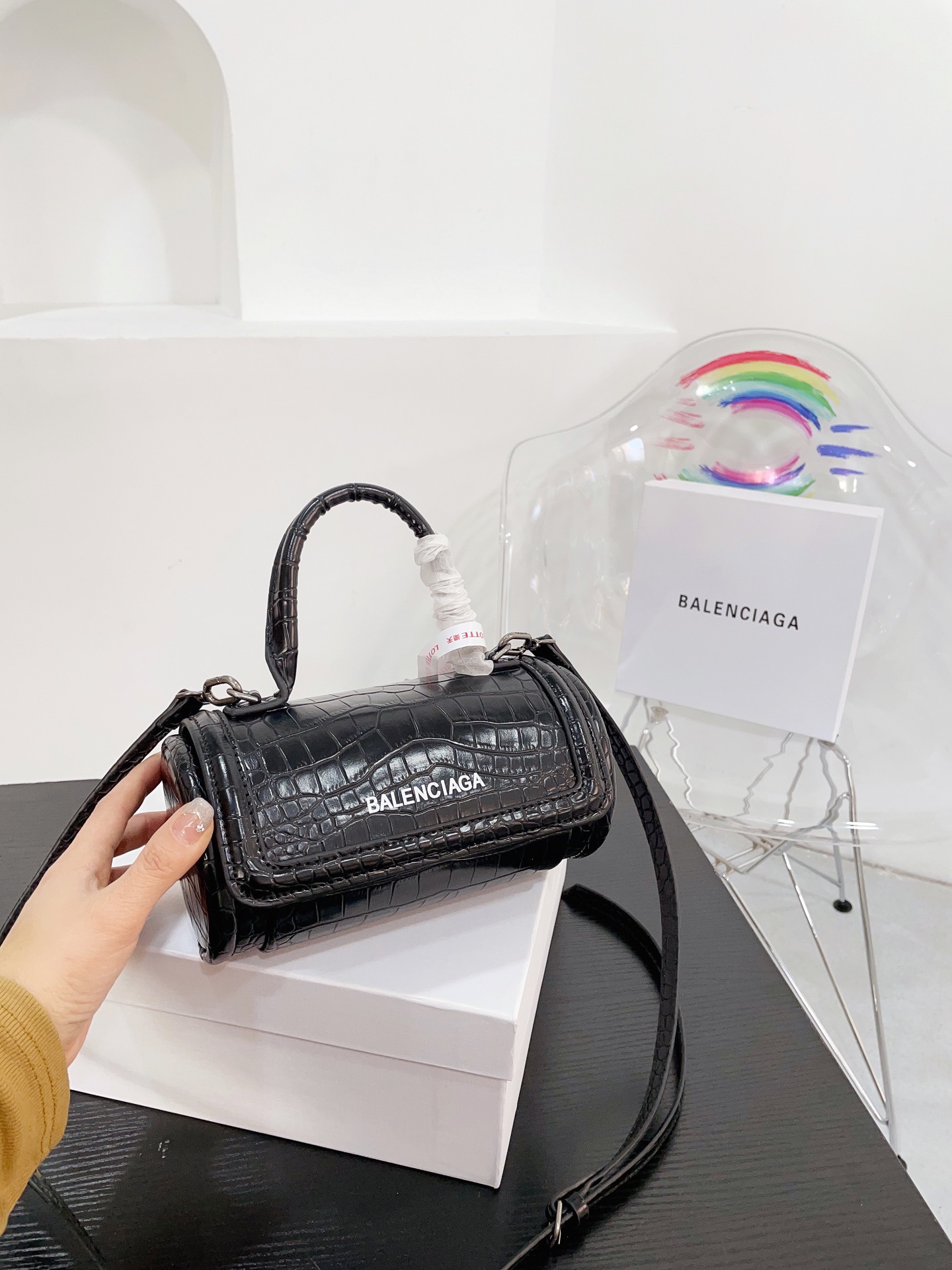 , Balenciaga Small Pillow Portable Bucket Bag in gift box is recommended. It has a simple and elegan