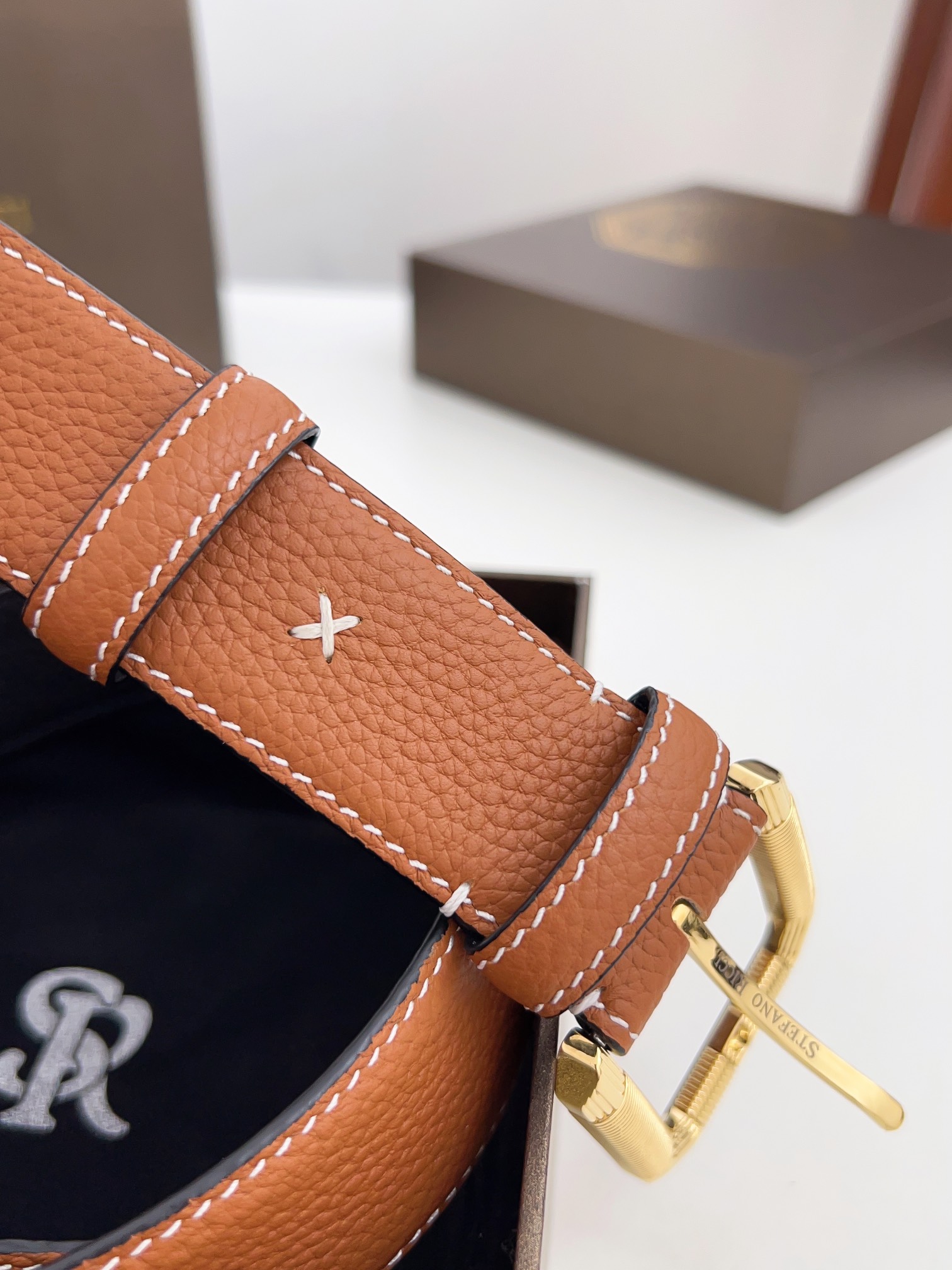 Real-Grade Stephen Man’s Belt: Soft-Headed Calves, Brass Pin Buttons, Commercial Leisure Matching - 图片 5
