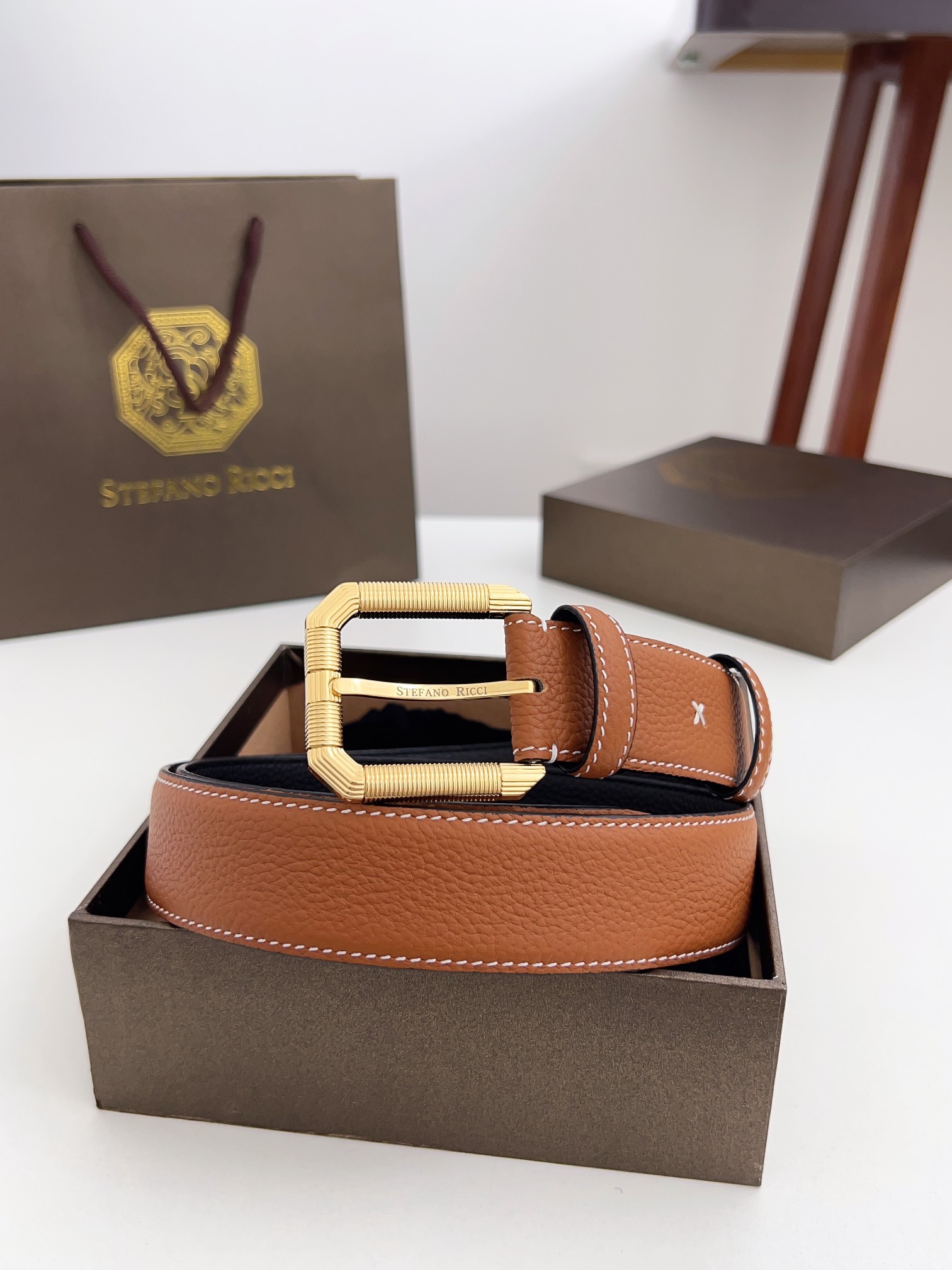 Real-Grade Stephen Man’s Belt: Soft-Headed Calves, Brass Pin Buttons, Commercial Leisure Matching