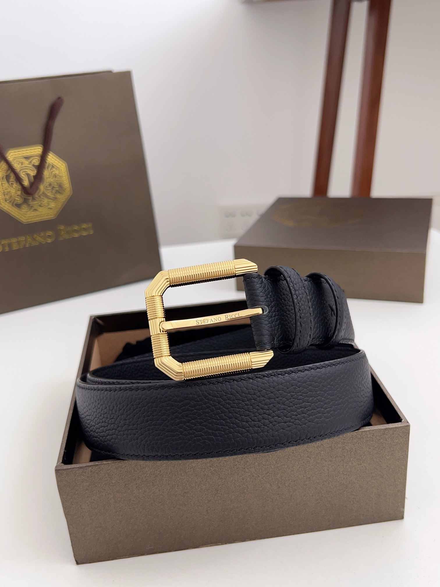 Real-Grade Stephen Man’s Belt: Original Single, 3.5cm Width, Pure Brass Pin Buttons. - 图片 2