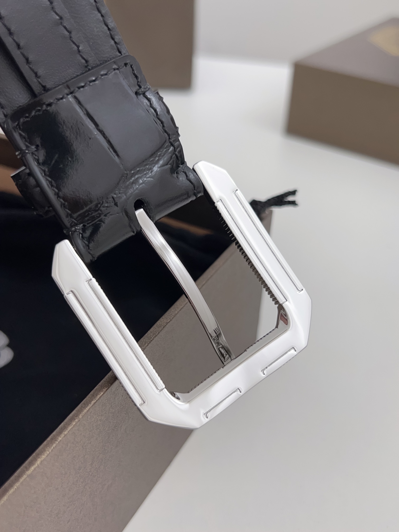 Luxury Men’s Belts: P449 Regular Grade, Imported Alligator and Calf Skin - 图片 4